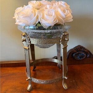 Glass Bowl Holder On Claw Footed Brass Stand Pedestal